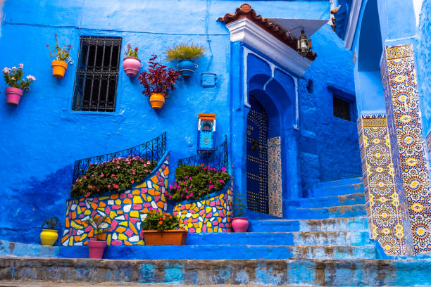 Chefchaouen, the blue town blue streets of Chefchaouen chefchaouen photos stock pictures, royalty-free photos & images