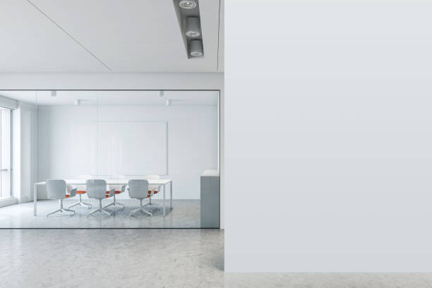 istock White conference room with mock up wall 1200581345