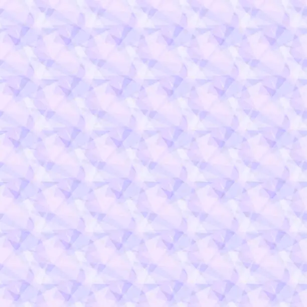 Vector illustration of Violet, purple, white triangles. Vector seamless pattern. Flat geometric background. Transparent multicolor shapes. Stained glass imitation. Abstract design for wallpaper, wrapping paper, websites. EPS10 illustration