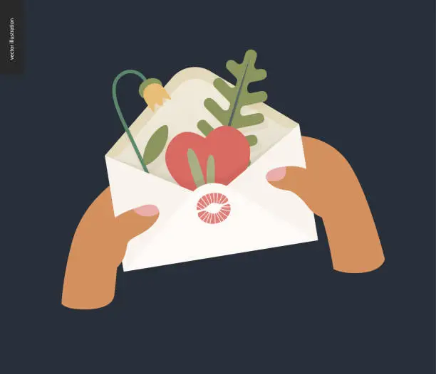 Vector illustration of Heart in the envelope - Valentine graphics