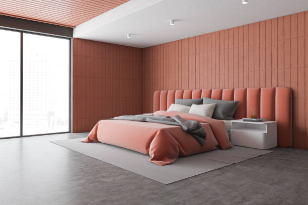 istock Orange bedroom corner with orange bed 1200584543