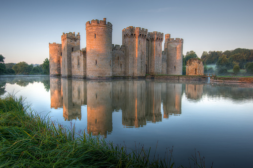 A panoramic view of an English Castle, possibly the loveliest castle in the world at Leeds Kent England UK