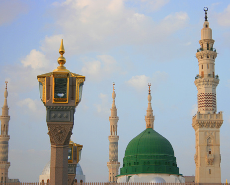 Green Dome in Prophet Mosque at Cloudy Day, Medina,Saudi Arabia