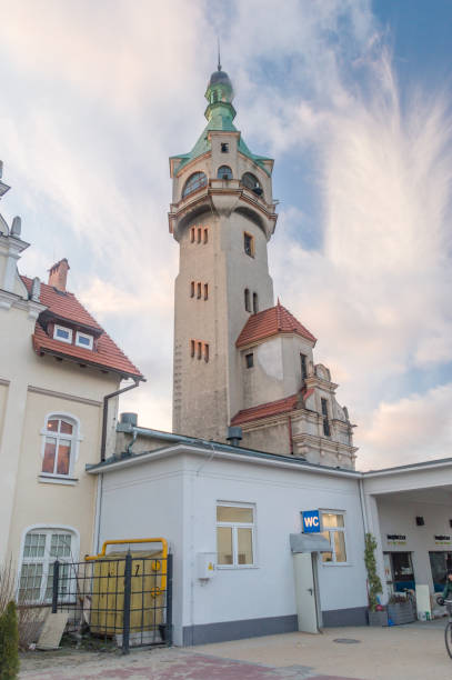Sopot, Poland - January 16, 2020: Tower of the lighthouse in Sopot at sunset.