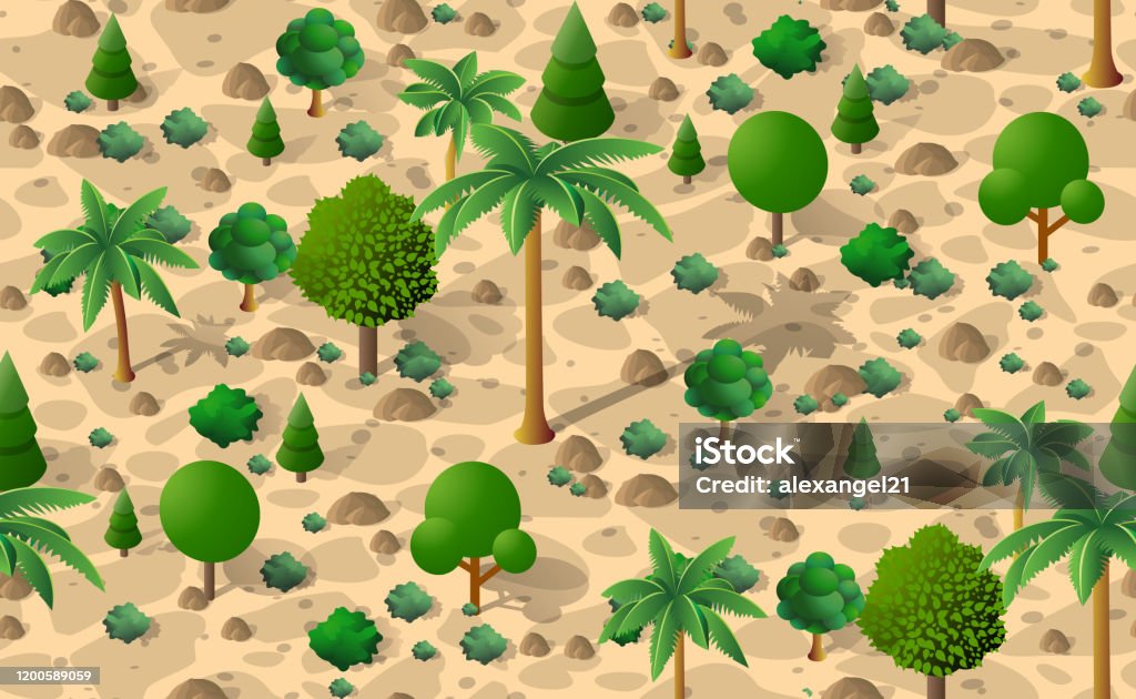 Deforest Pattern Forest Desert Pattern Seamless Background Stock Illustration - Download ...