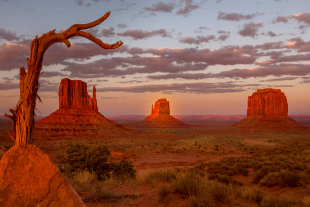istock Monument Valley, twice a year the shadow is casted on middle butte. Rare spactacle 1200593270