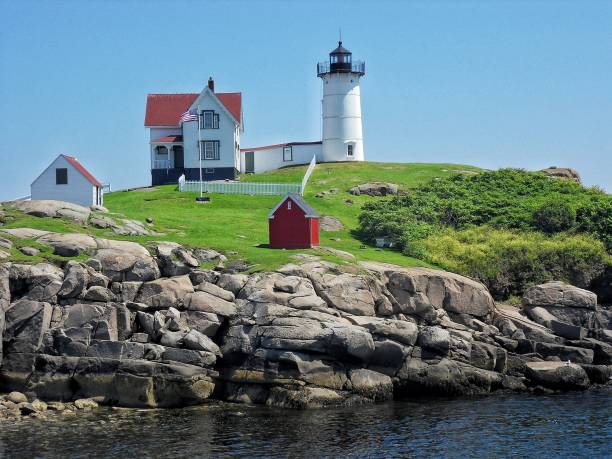 leuchtturm von new england - maine lighthouse york maine new england stock-fotos und bilder