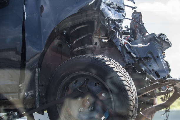 istock Broken car after an accident close-up 1200597412
