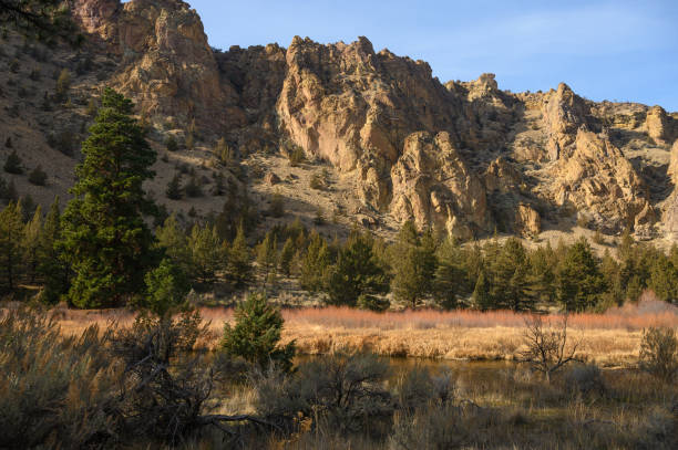 istock Rocks in a beautiful, beautiful canyon, desert river, Smith Rock State Park 1200598377