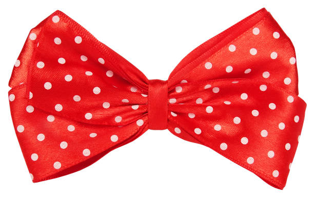 gravata borboleta pontilhada vermelha para cabelo de decoração ou embrulho de presente - polka dot fotos - fotografias e filmes do acervo