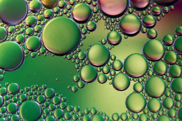 istock Bright bubbles made with water and coconut oil - green pink 1200604135