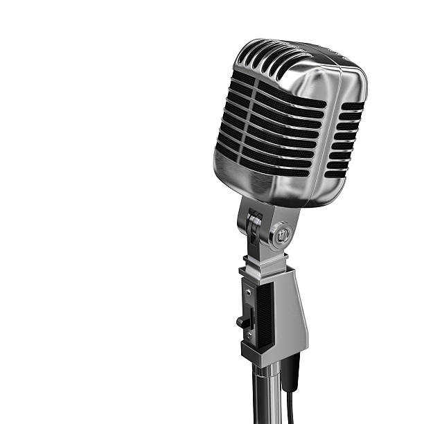 istock Vintage retro style microphone on a white background 120060565