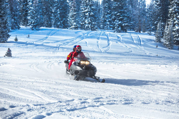 istock Driving snowmobile in Colorado, USA 1200609661