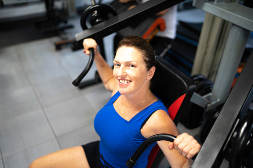 Portrait of mature woman at gym