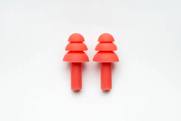 Isolated of Red earplug on white background