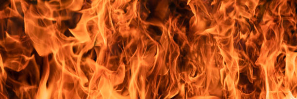 istock panorama background of hot fire flame 1200629009