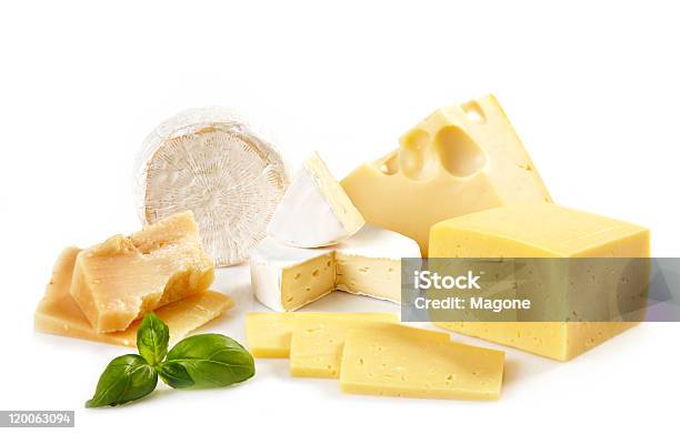 Various Types Of Cheese Stock Photo - Download Image Now - Cheese, Variation, White Background
