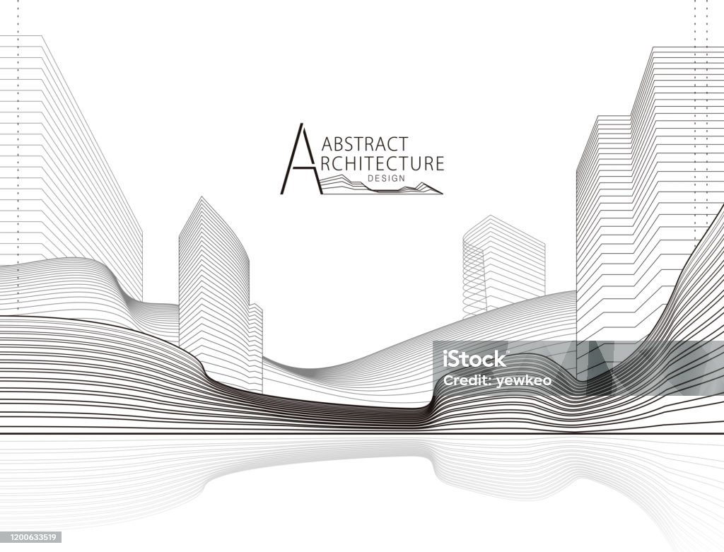 Building Line Drawing Abstract Abstract Architecture Landscape Line Drawing Stock Illustration ...