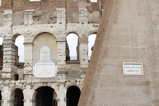 View of Colosseum in Rome, famous landmark of eternal city, capital of Italy