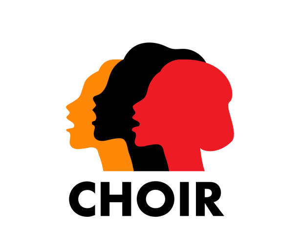 chor-logo-vektor-illustration. singende menschen, musik. - stinging stock-grafiken, -clipart, -cartoons und -symbole