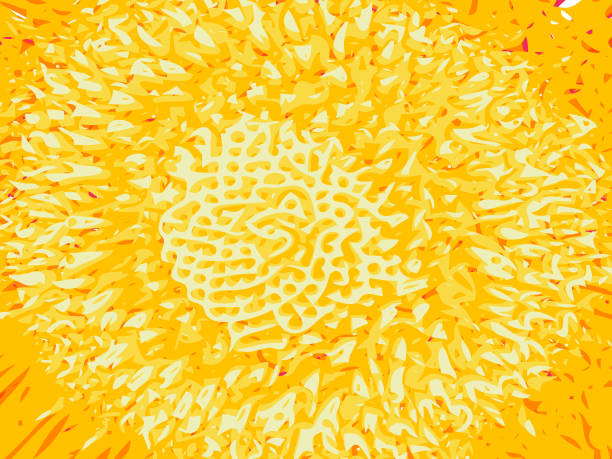 해바라기 꿀벌 위장 벽지 질감 2d 빛 밝은 노란색 골드 오렌지 - bee flower backgrounds golden sunflower stock illustrations