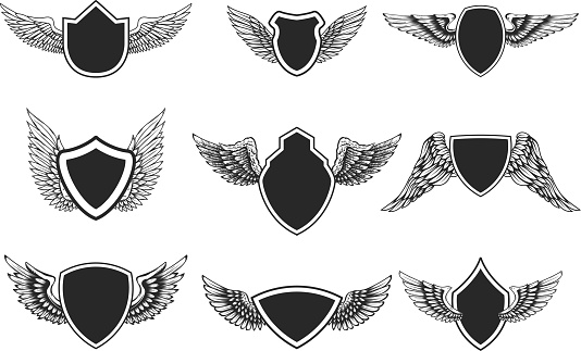 Emblem Sign Set Of Emblems With Wings Design Element For Label Emblem Sign Badge ...