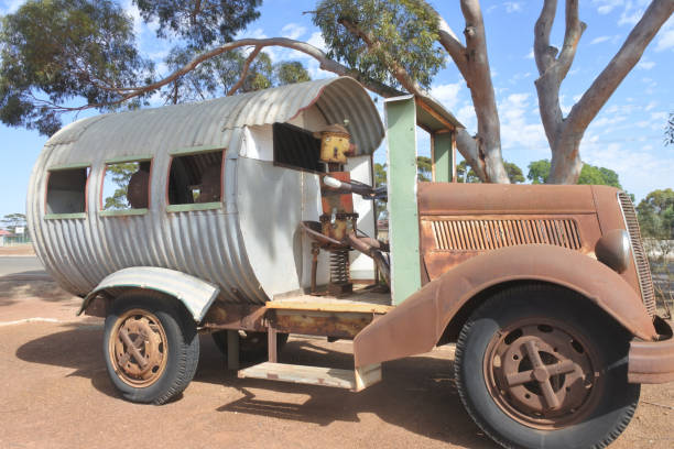 Hyden, Western Australia - December 19 2019: Hyden Street Scape Art in Hyden Western Australia.he first wheat crop was harvested in Hyden in 1927 and today is a popular tourist attraction town.