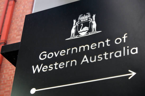 Government of Western Australia sign Perth, Western Australia - November 17 2019: Government of Western Australia sign. Since the Federation of Australia in 1901, Western Australia has been a state of the Commonwealth of Australia. western australia photos stock pictures, royalty-free photos & images