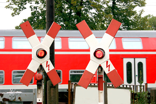 St Andrew's crosses at a railroad crossing