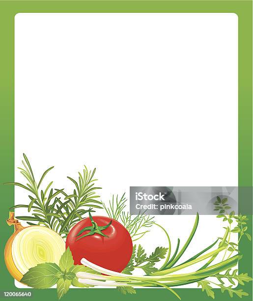 Frame With Vegetables And Herbs Stock Illustration - Download Image Now - Arugula, Basil, Collection