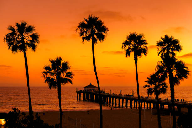 istock Orange sunset in California beach 1200657808