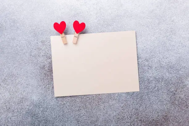 Photo of Blank greeting card. The concept of Valentine Day. Copy space for your text