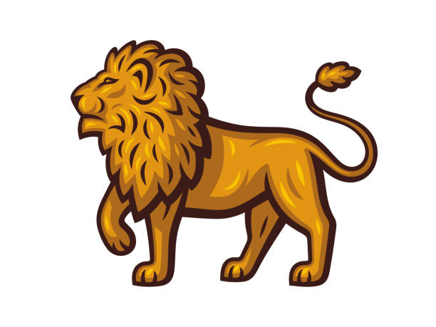 istock Vector illustration of a lion. Golden lion in full growth. 1200671241