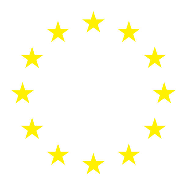 ilustrações, clipart, desenhos animados e ícones de bandeira oficial da união do ouro da estrela européia, bandeira da ue, cor isolada no fundo - european union flag flag backgrounds star shape