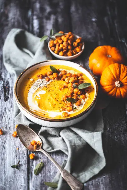 Photo of Pumpkin soup and grilled Chickpeas