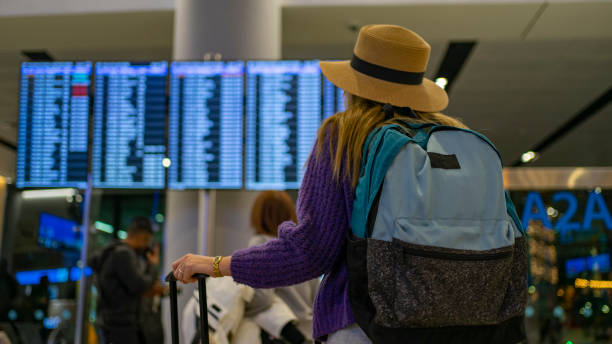 istock Woman Checking the Time of Flight 1200673829