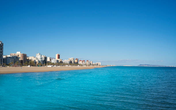 istock Gandia grao beach skyline at sunrise in Valencia Spain 1200678883