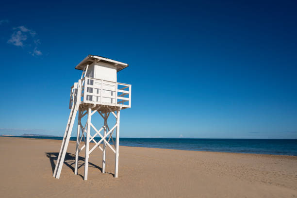 istock Gandia Grao beach with baywatch tower in Valencia 1200679018