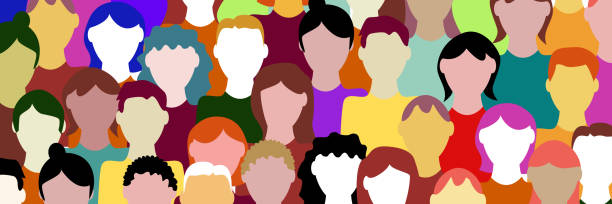 Crowd. Workers group, people in parade or in protest. Flat style. Vector banner background. Social community pattern of diverse people group in modern style Crowd. Workers group, people in parade or in protest. Flat style. Vector banner background. Social community pattern of diverse people group in modern style crowd of people backgrounds stock illustrations