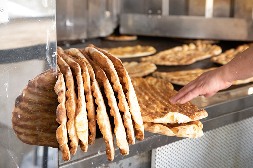 Iranian bread in a bakery in Tehran