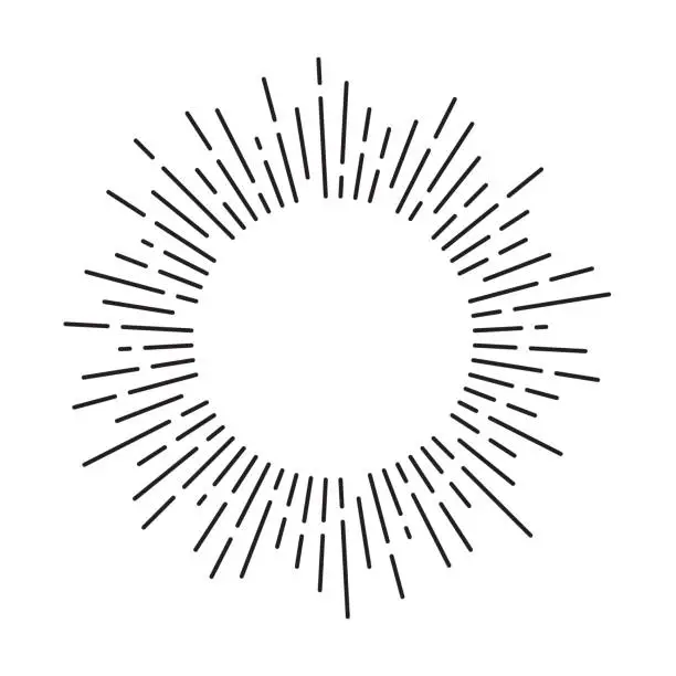 Vector illustration of Sun rays circle frame with lines. Vintage sunburst. Vector illustration.