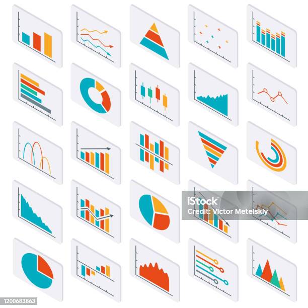 Isometric Excel Chart Isometric Graph And Chart Set For Business Data Presentation ...