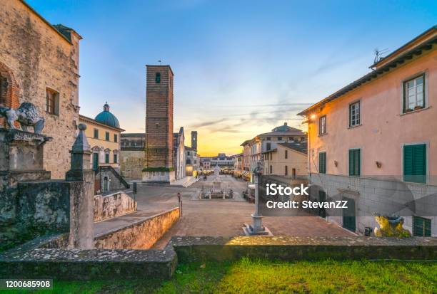 Pietrasanta Old Town View At Sunset Versilia Lucca Tuscany Italy Stock Photo - Download Image Now