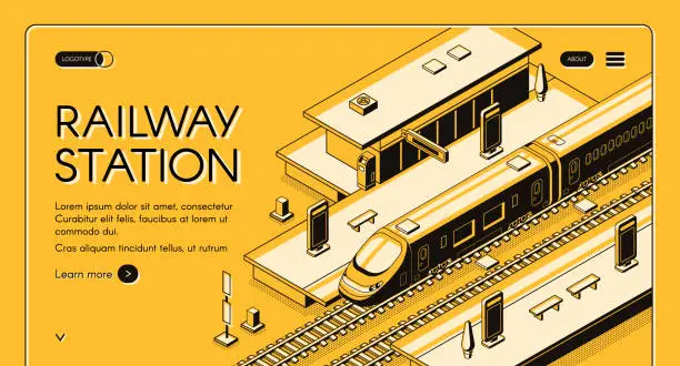Vector illustration of Railway transport company vector website template