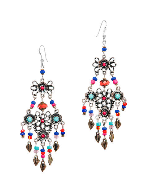 istock Pair of earrings isolated on white background 120069065
