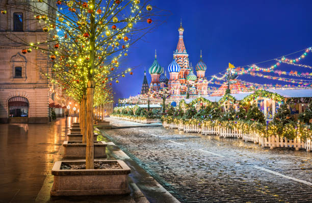 istock New Year's trees in balls on Red Square 1200692649