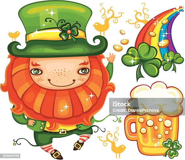 Ilustración de St Patricks Day Leprechaun Serie y más Vectores Libres de Derechos de Adulto - Adulto, Arco iris, Bailar