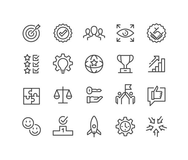 kernwerte icons - classic line series - ethik und moral stock-grafiken, -clipart, -cartoons und -symbole