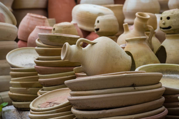 istock freshly made pots clay jugs for flowers 1200696136