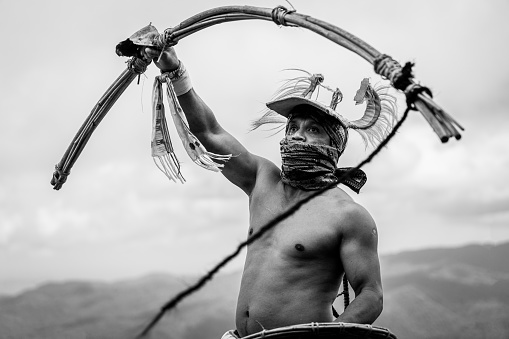 War Whip Fighter Caci Dance Portrait Flores Indonesia photo